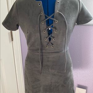 Lulu’s Lace Up Olive Green Dress